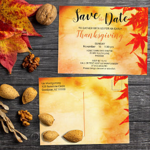Thanksgiving Red Autumn Leaves Border Template Pos Postcard