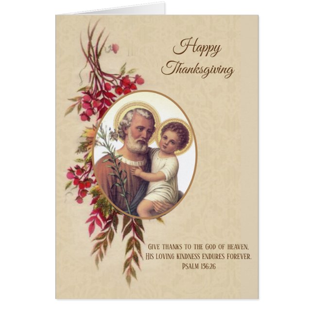 Thanksgiving Religieux Vintage Saint-Joseph Jésus (Devant)