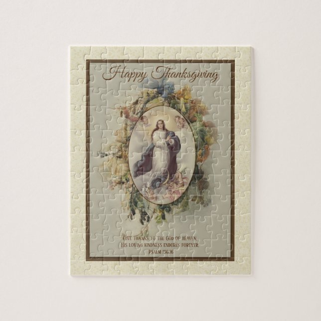Thanksgiving Religious Blessed Virgin Mary Jigsaw Puzzle (Vertical)