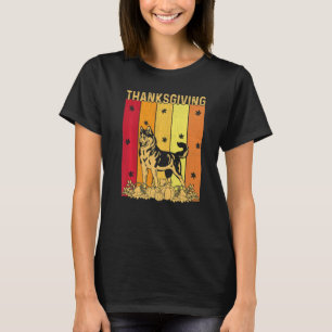 Thanksgiving Retro Alaskan Malamute Dog Matching F T-Shirt
