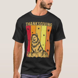 Thanksgiving Retro American Eskimo Dog Matching Fa T-Shirt