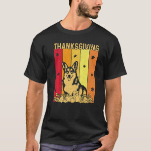 Thanksgiving Retro Corgi Dog Matching Family Pajam T-Shirt