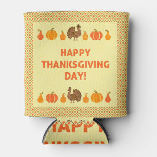 Thanksgiving: retro embroidered card design. can cooler
