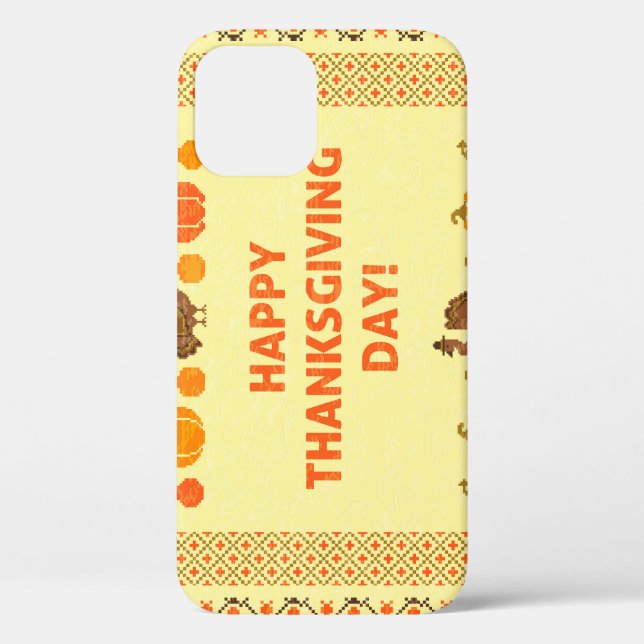 Thanksgiving: retro embroidered card design. Case-Mate iPhone case (Back)