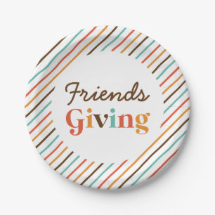 Thanksgiving Retro Friends Giving Paper Plates