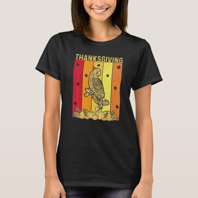 Thanksgiving Retro Parrot Matching Family Pajamas T-Shirt (Front)