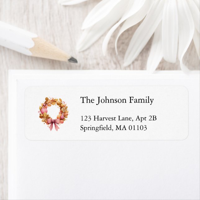 Thanksgiving Return Address Labels with Autumn Wre (Insitu)