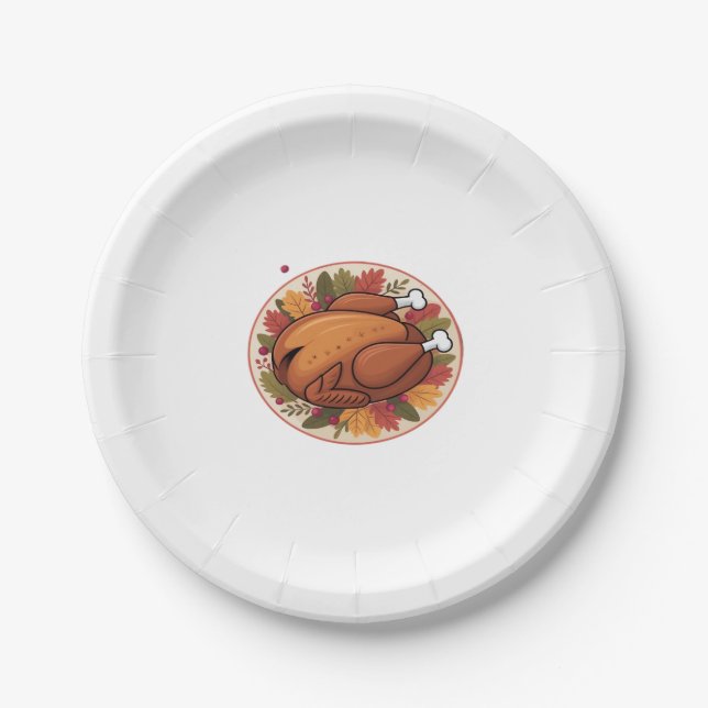Thanksgiving Roast Turkey – Festive Holiday Feast  Paper Plate (Front)
