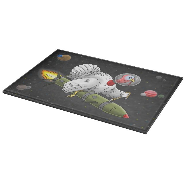 Thanksgiving Rocket Turkey Cutting Board (Corner)