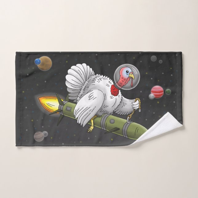 Thanksgiving Rocket Turkey Hand Towel (Hand Towel)
