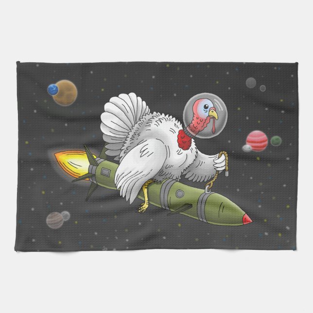 Thanksgiving Rocket Turkey Kitchen Towel (Horizontal)