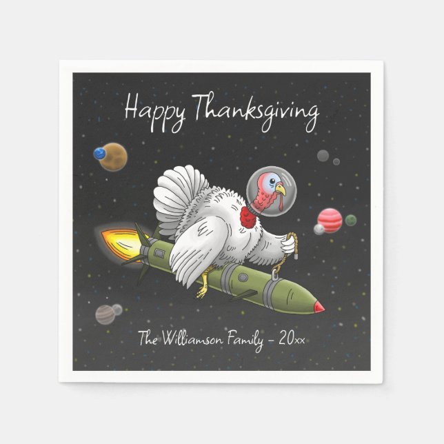Thanksgiving Rocket Turkey Napkin (Front)