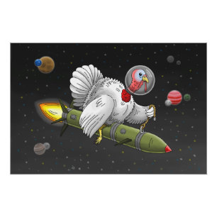 Thanksgiving Rocket Turkey Poster
