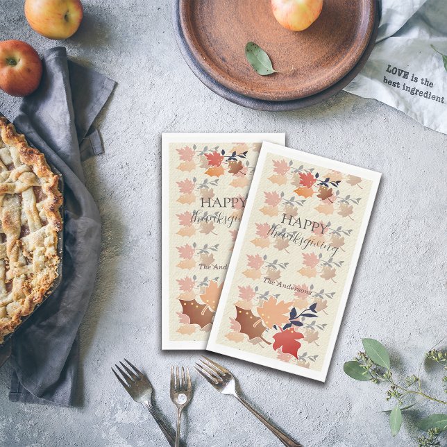 Thanksgiving Rustic Fall Vibes Personalize Name Napkin (Creator Uploaded)