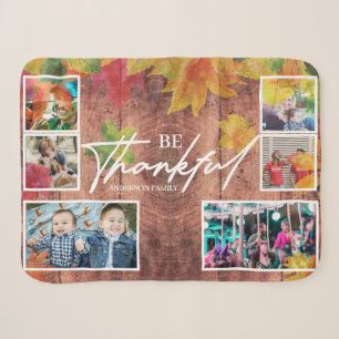 Thanksgiving Rustic Photo Collage Sherpa Blanket