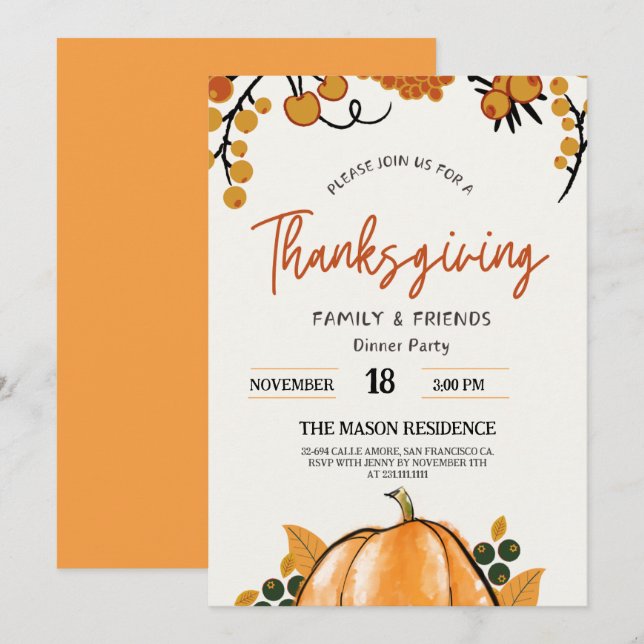 Thanksgiving Rustica Invitation (Front/Back)