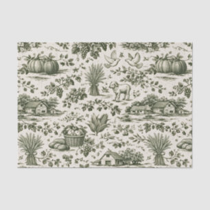 Thanksgiving Sage Green Harvest Toile Tissue Paper