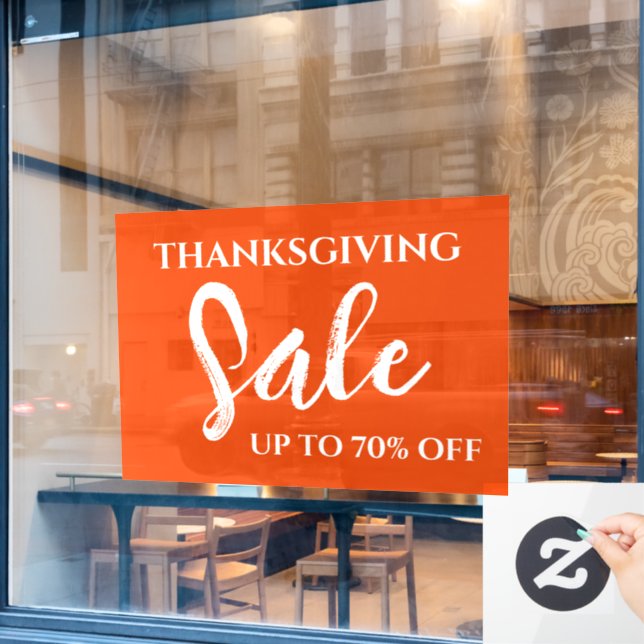 Thanksgiving Sale Sign, Retail Shop Signage, Store Window Cling (Cafe Window)