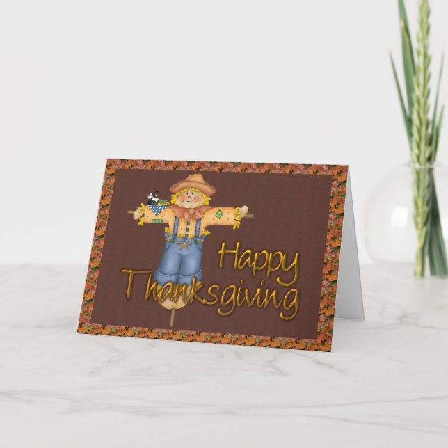 Thanksgiving Scarecrow Holiday Card (Front)