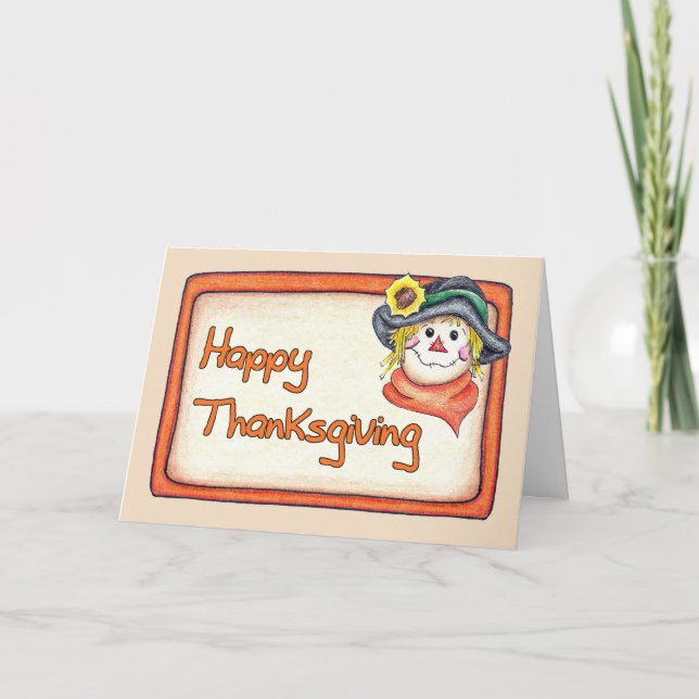 Thanksgiving Scarecrow Holiday Card (Front)