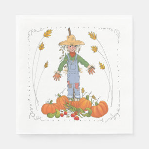 Thanksgiving Scarecrow Pumpkin Patch Fun Colourful Napkin