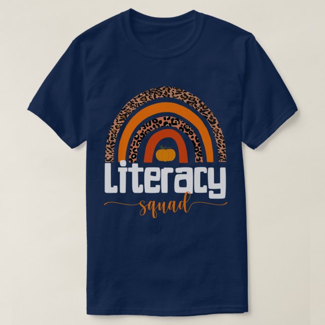 Thanksgiving School Matching Fall Literacy Team  T-Shirt (Design Front)