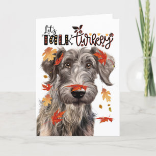 Thanksgiving Scottish Deerhound Let's Talk Turkey Holiday Card