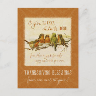 Thanksgiving Scripture Birds -Vintage Reproduction Holiday Postcard