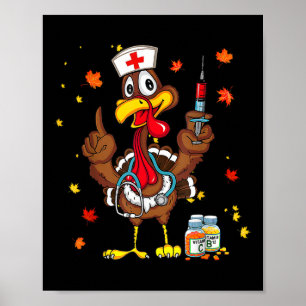 Thanksgiving Scrub Tops Turkey Nurse Holiday Nursi Poster