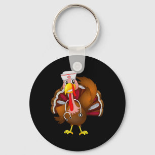 Thanksgiving Scrub Tops Women Turkey Nurse Holiday Keychain