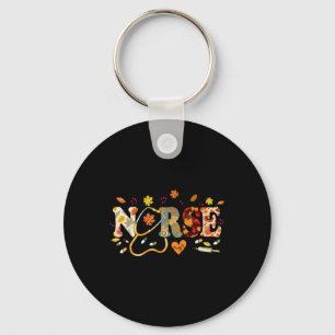 Thanksgiving Scrub Tops Women Turkey Nurse Holiday Keychain