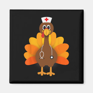 Thanksgiving Scrub Tops Women Turkey Nurse Holiday Magnet
