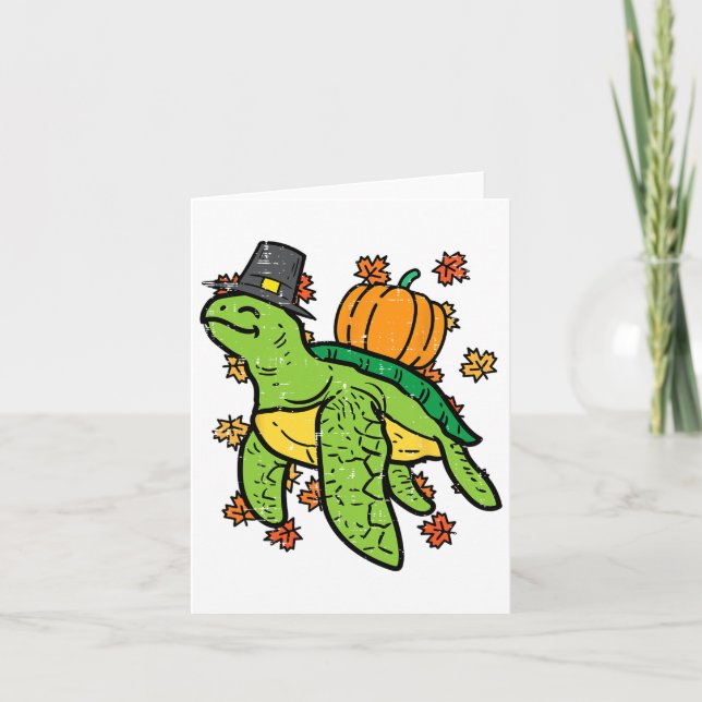 Thanksgiving Sea Turtle Cute Tortoise Fall Men Wom Card (Front)