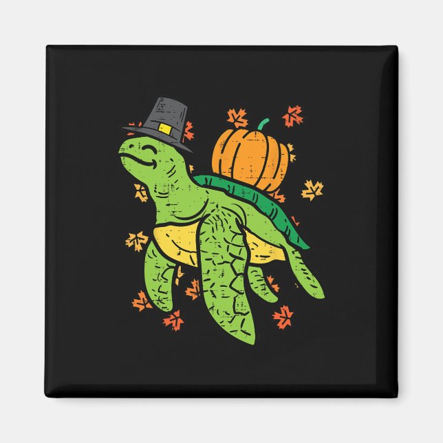 Thanksgiving Sea Turtle Cute Tortoise Fall Men Wom Magnet (Front)