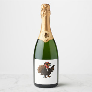 Thanksgiving Secret Agent Turkey Classic T-Shirt Sparkling Wine Label