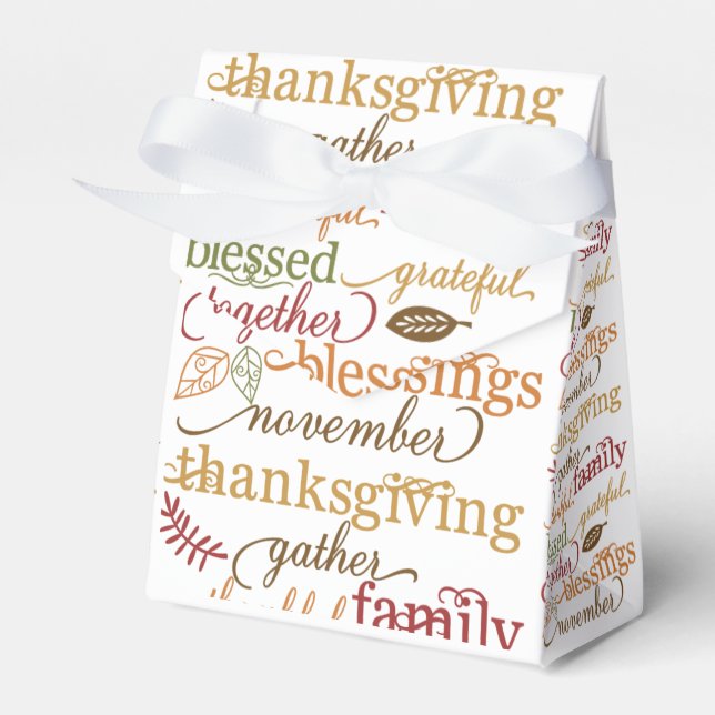 Thanksgiving Sentiments Food Treat Bags Favor Box (Front Side)