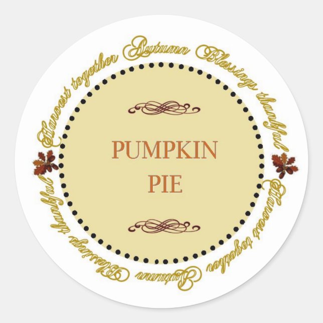 Thanksgiving Sentiments Pumpkin Pie Labels (Front)