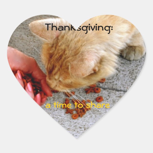 Thanksgiving Sharing with Animals Heart Sticker (Front)