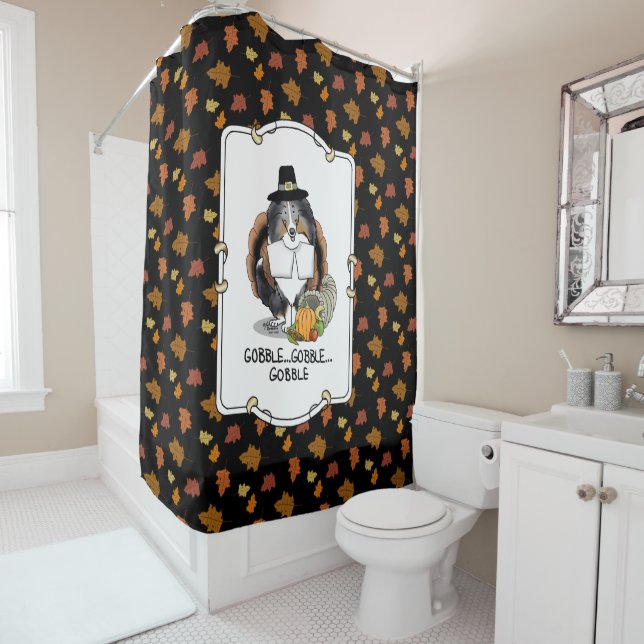 Thanksgiving Shetland Sheepdog (blue merle) Funny (In Situ)