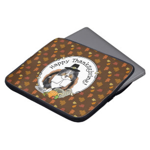 Thanksgiving Shetland Sheepdog (blue merle) Funny Laptop Sleeve