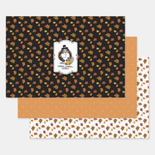 Thanksgiving Shetland Sheepdog (blue merle) Funny Wrapping Paper Sheet