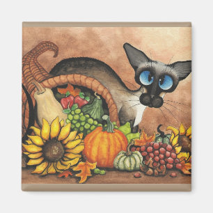 Thanksgiving Siamese Chat par Bihrle Magnet