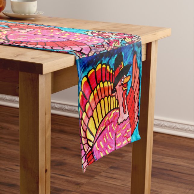 THANKSGIVING SMILING TURKEY  SHORT TABLE RUNNER (In Situ)