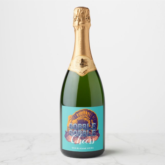 Thanksgiving Sparkling Wine Étiquette Vintage mode (Devant)