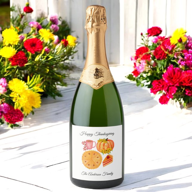 Thanksgiving Spiced Latte Orange White  Sparkling Wine Label (Creator Uploaded)