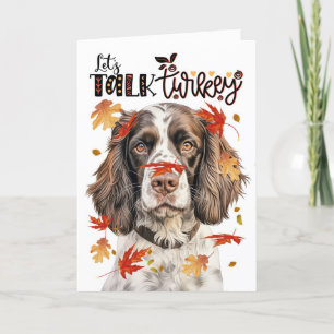Thanksgiving Springer Dog Let's Talk Turkey Holiday Card