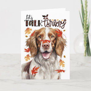 Thanksgiving Springer Spaniel Let's Talk Turkey Holiday Card