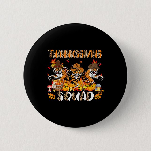 Thanksgiving Squad Leopard Three Fall Tigers Weari 2 Inch Round Button (Front)