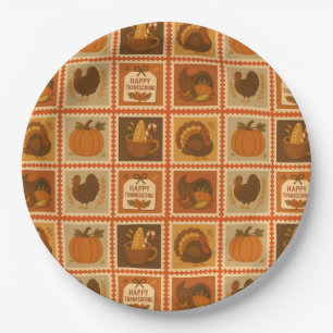 Thanksgiving Stamp Collage Party Plates
