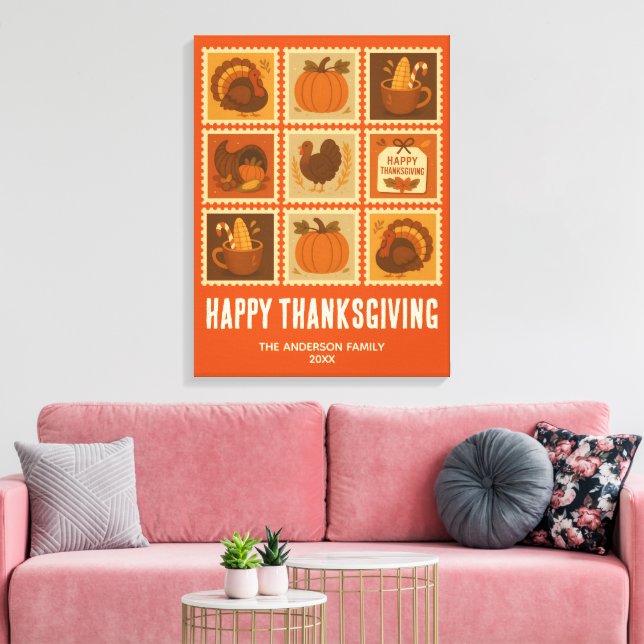 Thanksgiving Stamp Collage Wall Art (Insitu(LivingRoom))